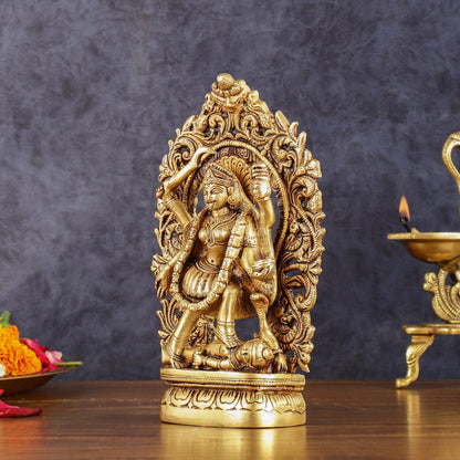 Brass kali mata idol with four arms 8 inch