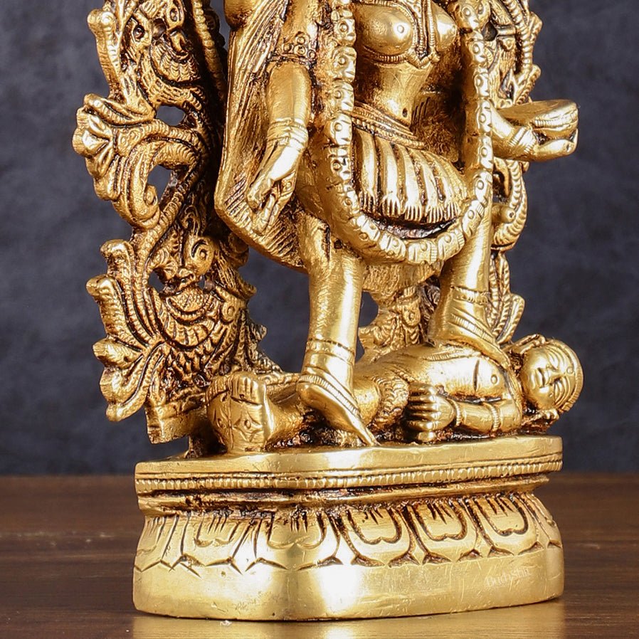 Brass kali mata idol with four arms 8 inch