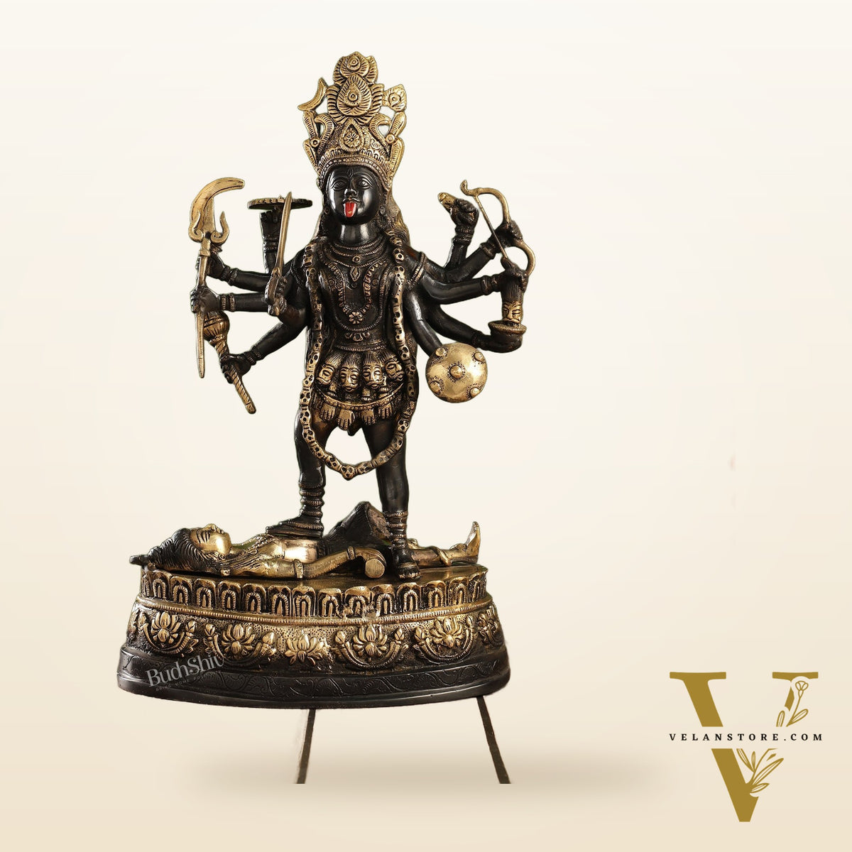 Brass Kali Mata Murti | Ashtbhuja | Height 20 inch