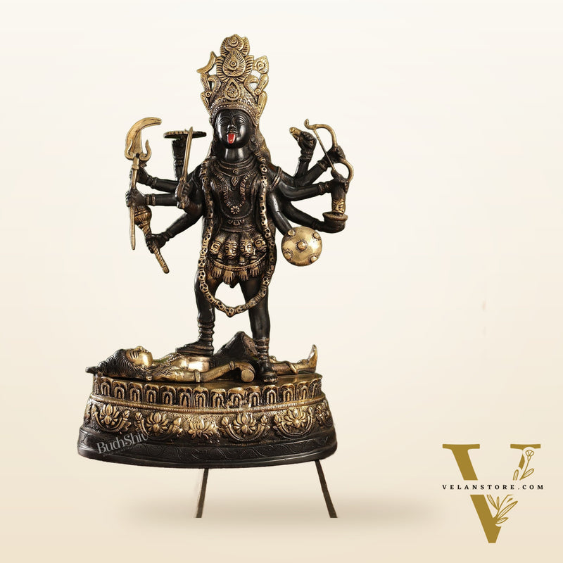 Brass Kali Mata Murti | Ashtbhuja | Height 20 inch