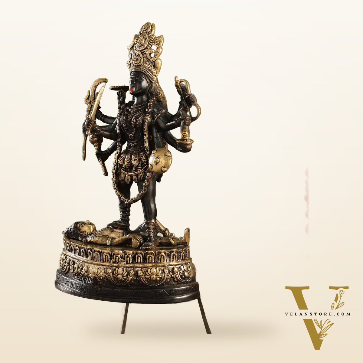 Brass Kali Mata Murti | Ashtbhuja | Height 20 inch