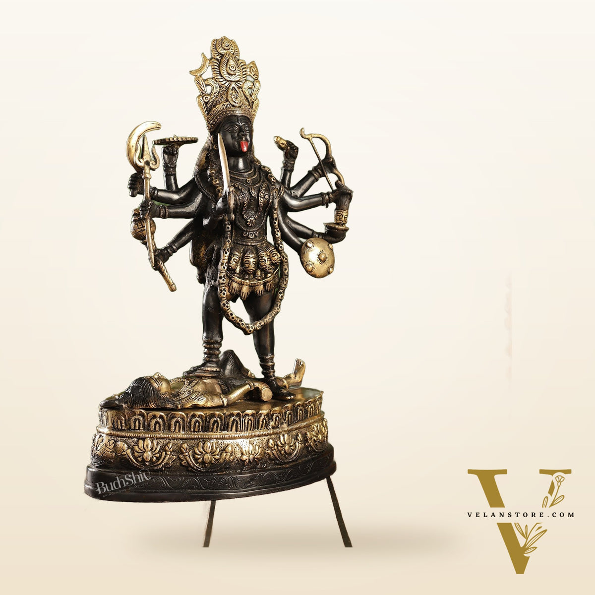 Brass Kali Mata Murti | Ashtbhuja | Height 20 inch