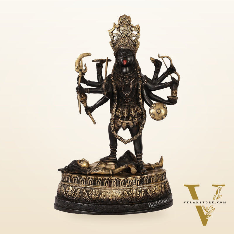 Brass Kali Mata Murti | Ashtbhuja | Height 20 inch