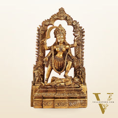 Brass Kali statue with Prabhavali 10"