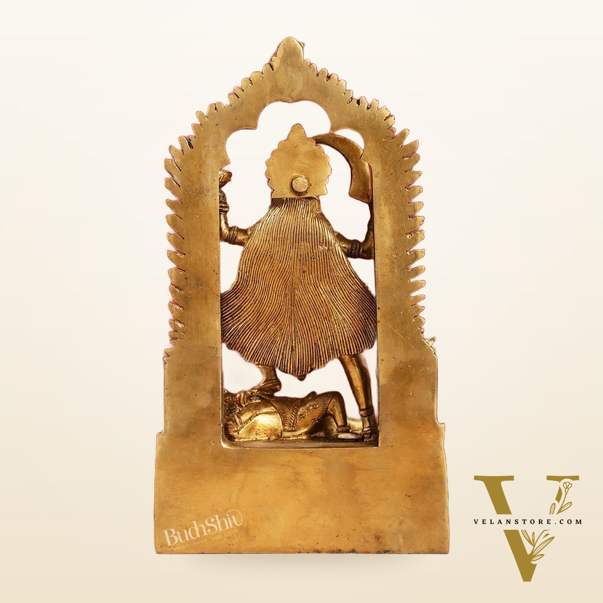 Brass Kali statue with Prabhavali 10"