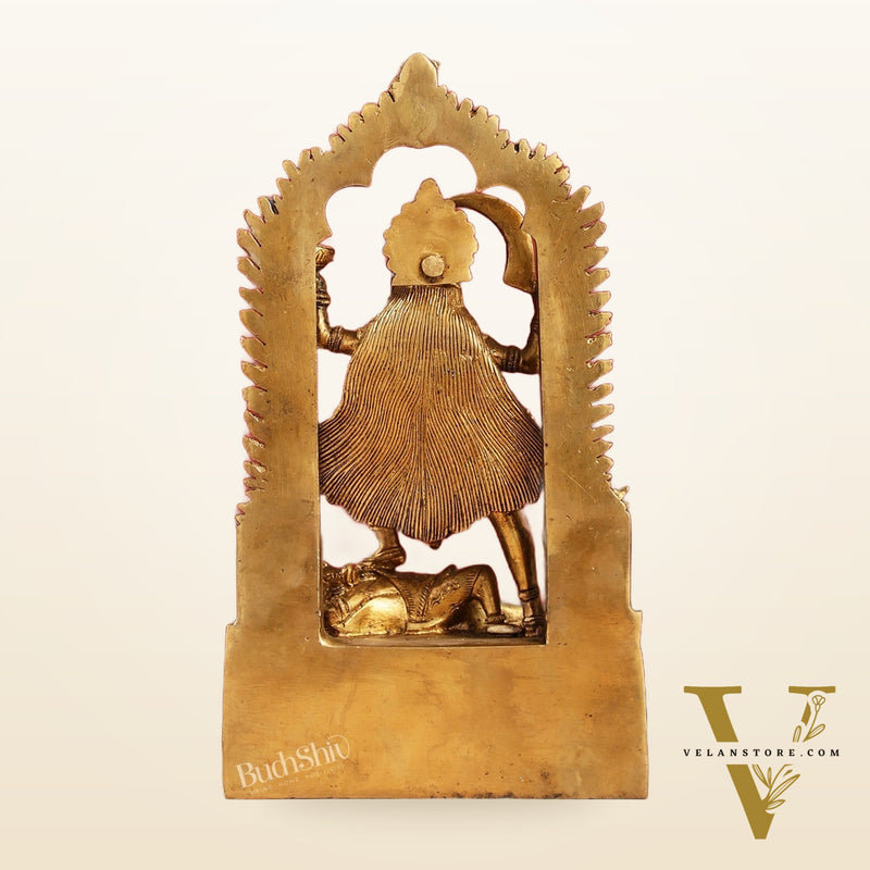Brass Kali statue with Prabhavali 10"
