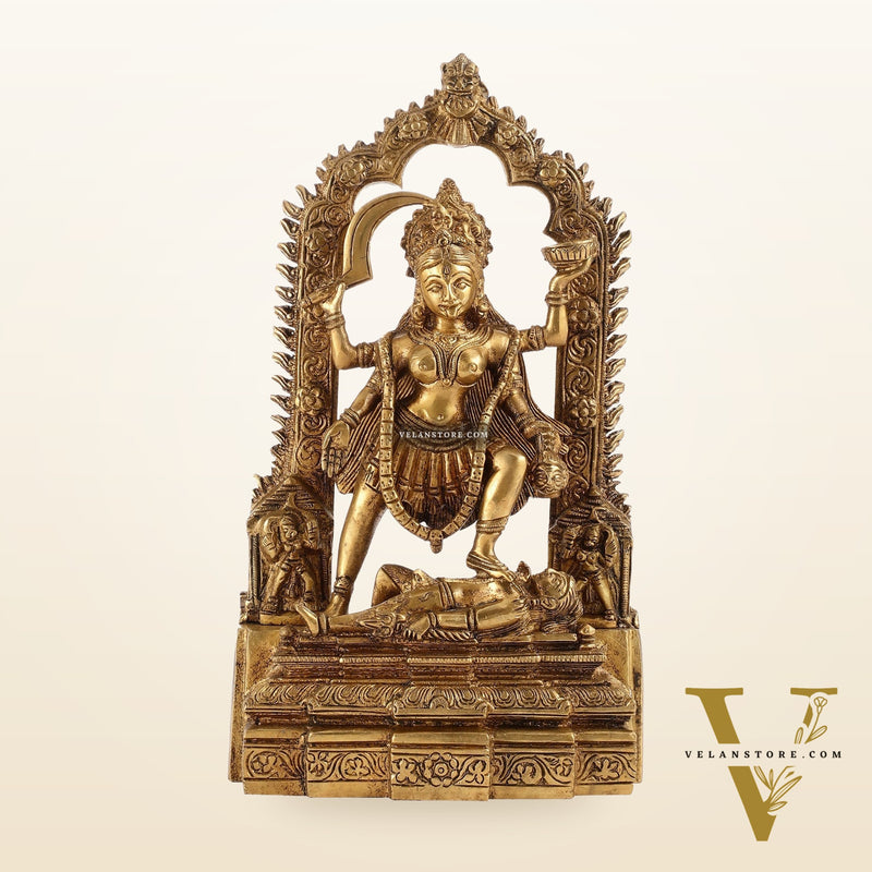 Brass Kali statue with Prabhavali 10"