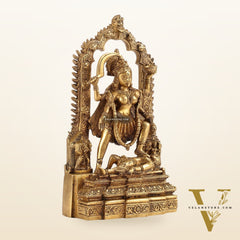 Brass Kali statue with Prabhavali 10"