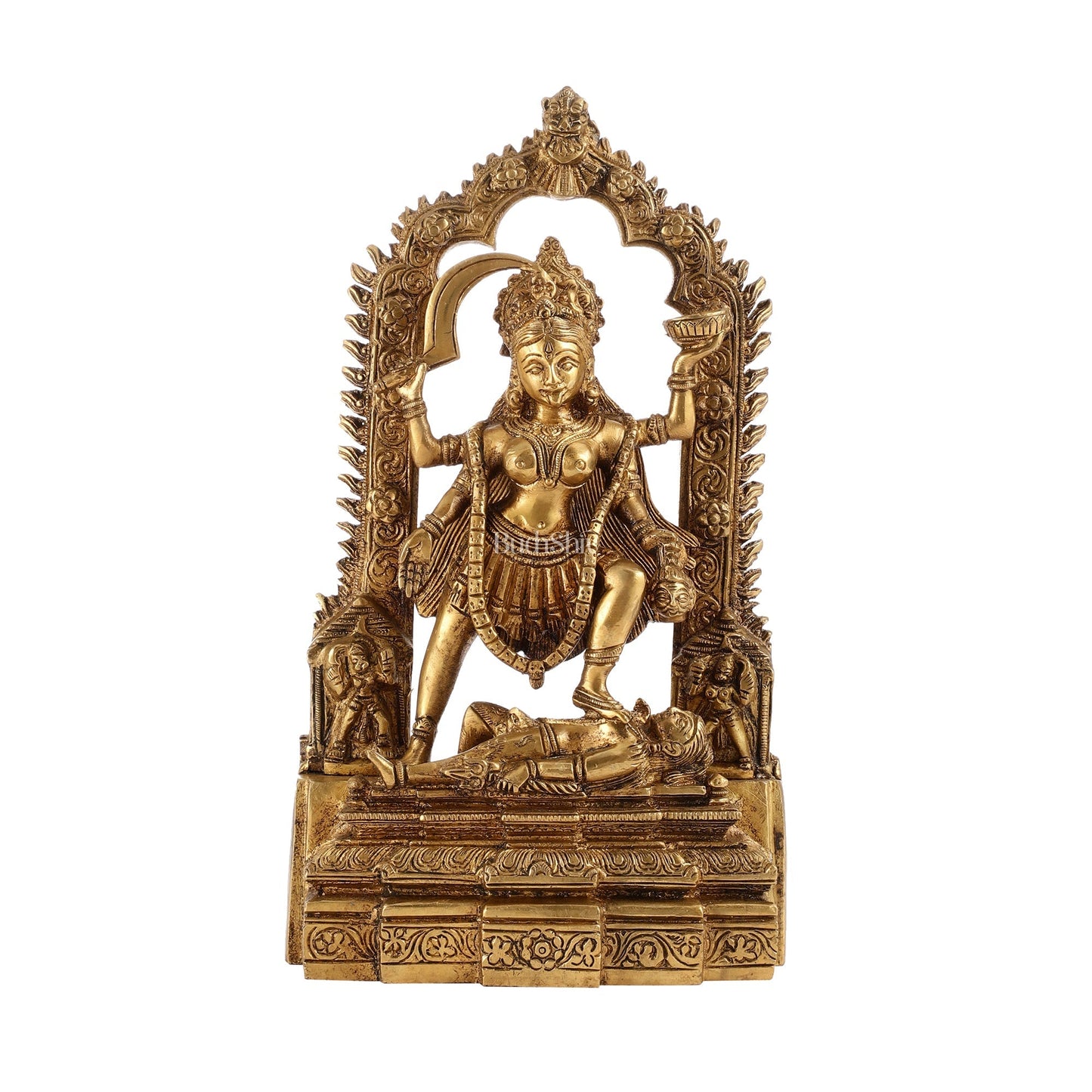 Brass Kali statue with Prabhavali 10"