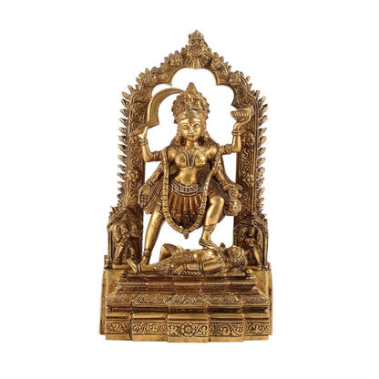 Brass Kali statue with Prabhavali 10"
