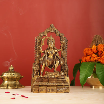Brass Kali statue with Prabhavali 10"