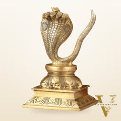 Brass Kalinga Krishna on Kaliya Naag Statue - 18" Height