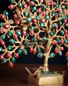 Brass Kalpavriksha tree for tables 11" stonework