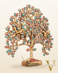 Brass Kalpavriksha tree for tables 11" stonework