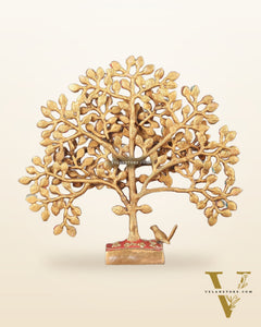 Brass Kalpavriksha tree for tables 11" stonework
