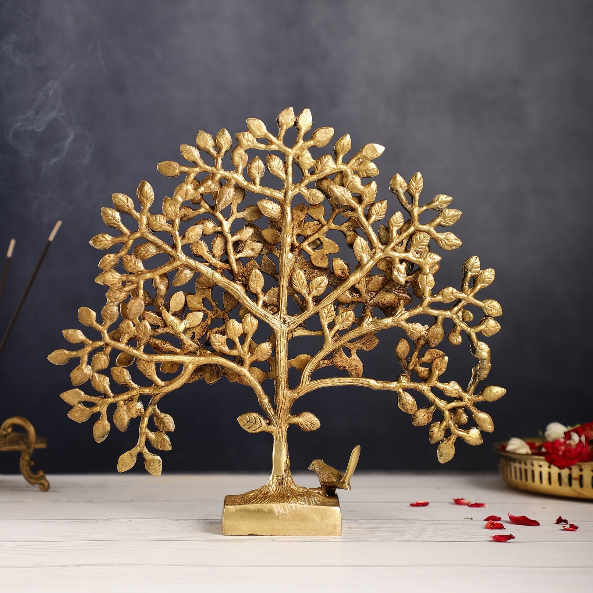 Brass Kalpavriksha tree for tables 11"