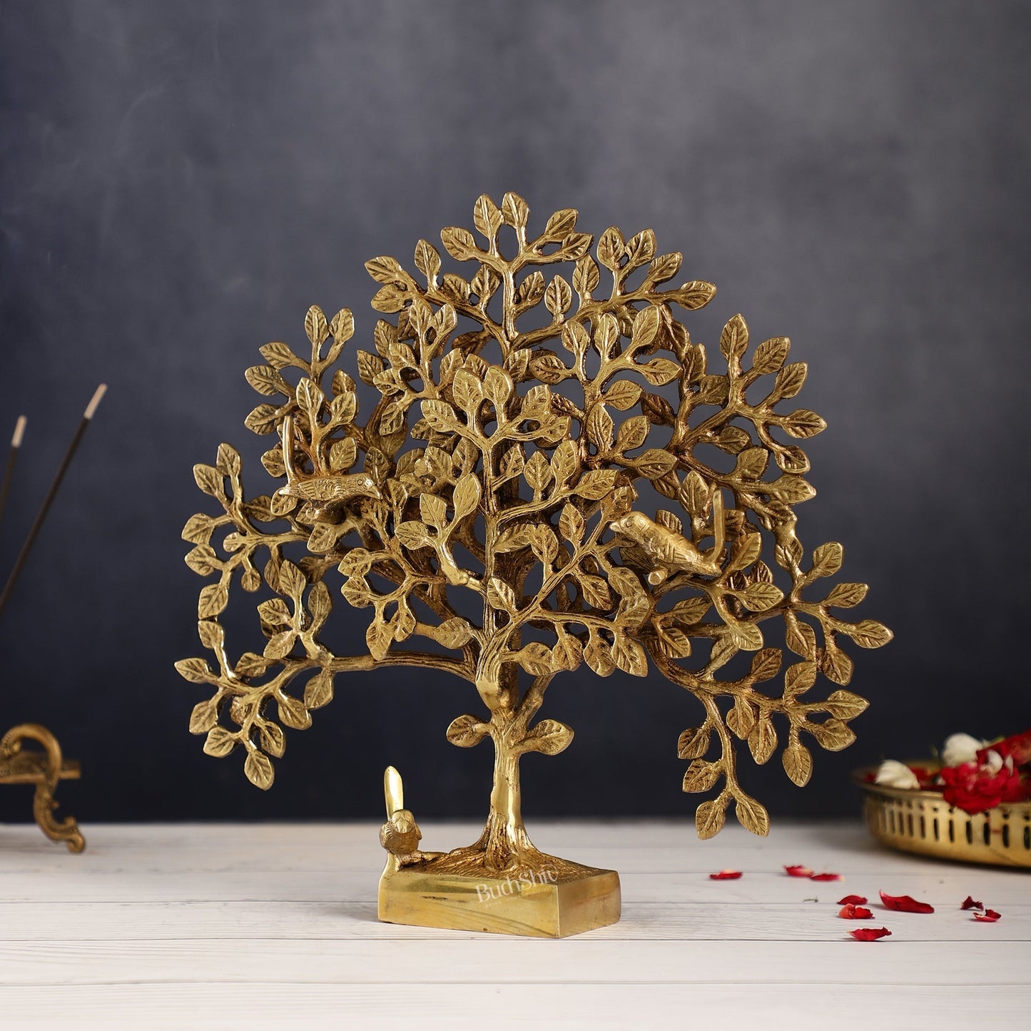 Brass Kalpavriksha tree for tables 11"