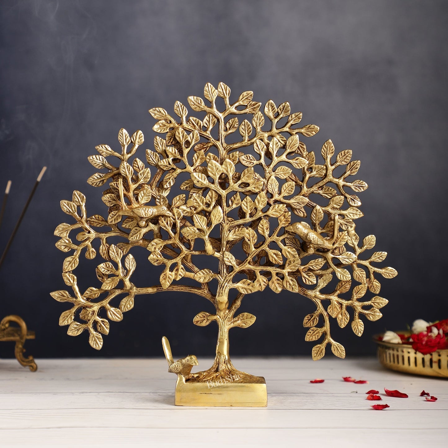 Brass Kalpavriksha tree for tables 11"