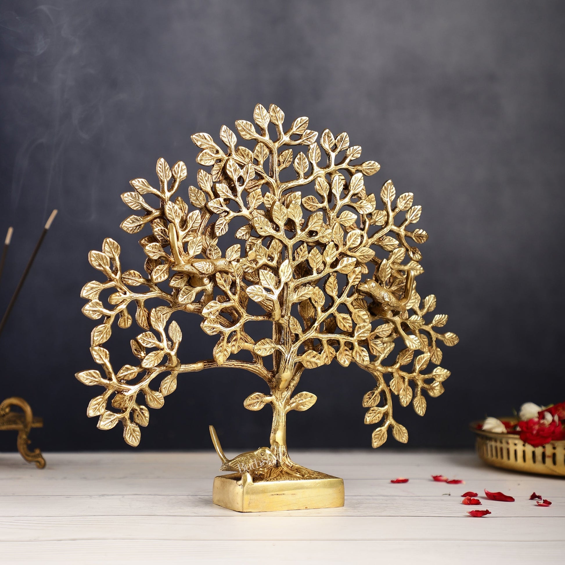 Brass Kalpavriksha tree for tables 11"