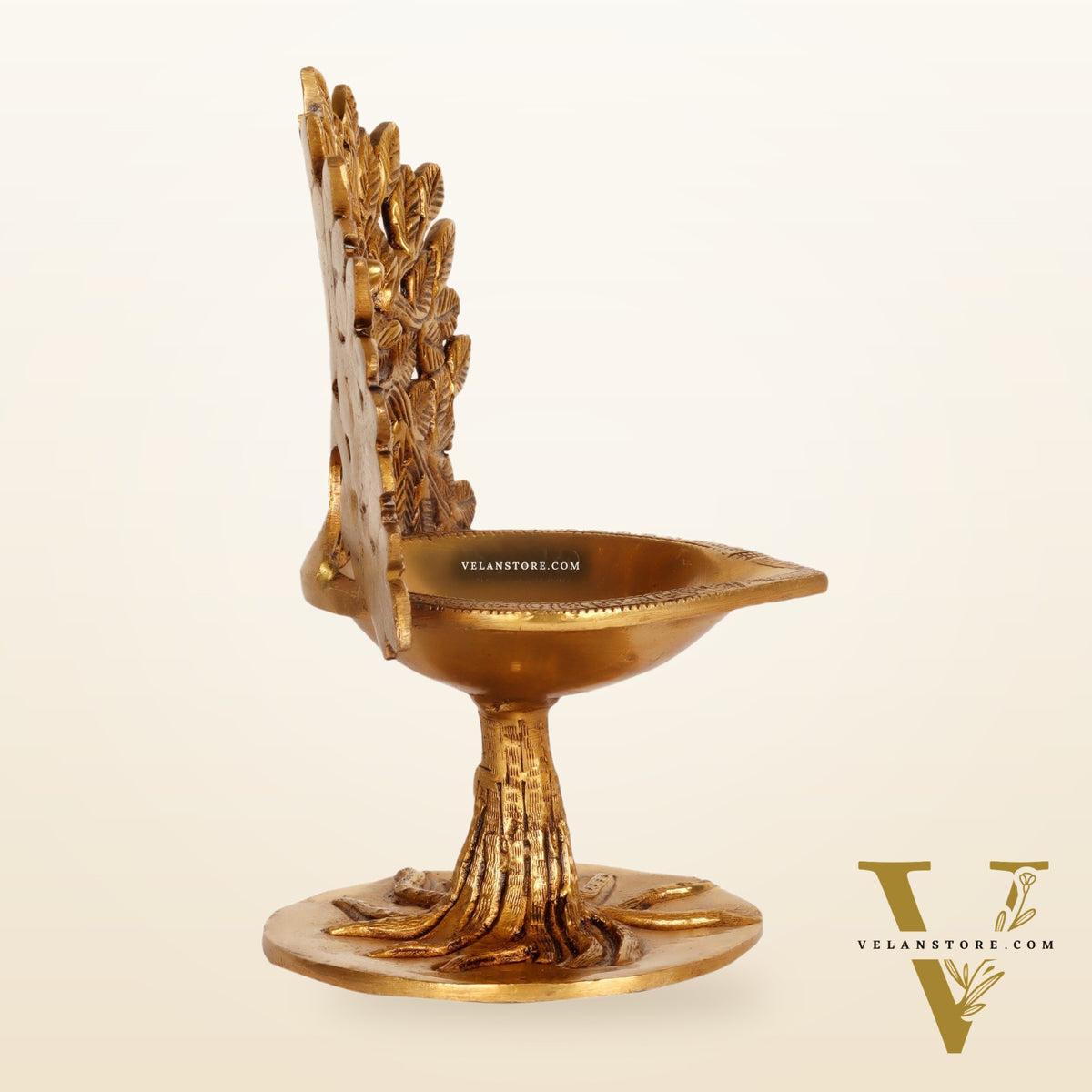 Brass Kalpavriksha Tree of Life Oil Diya - Handcrafted with Fine Detailing with roots