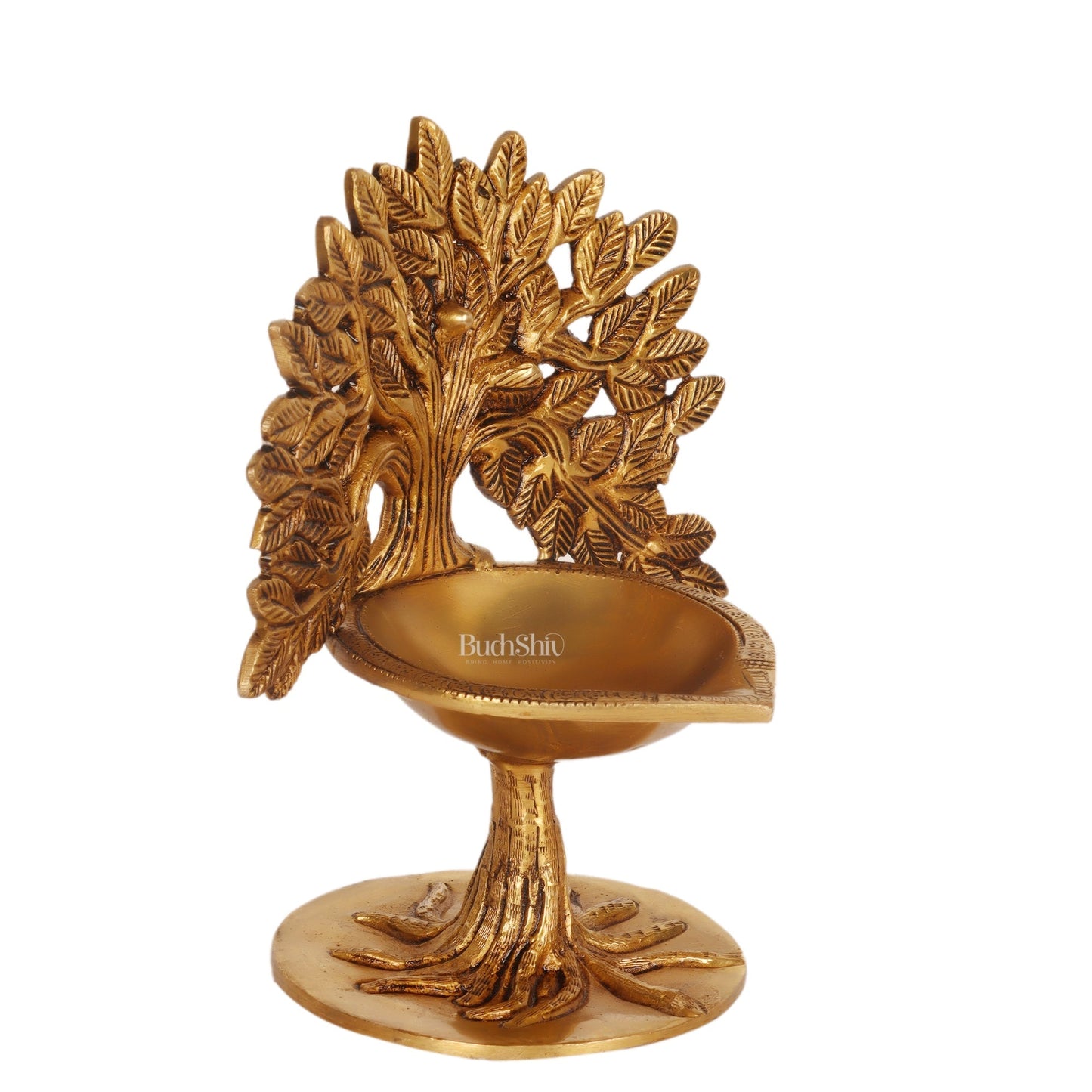 Brass Kalpavriksha Tree of Life Oil Diya - Handcrafted with Fine Detailing with roots