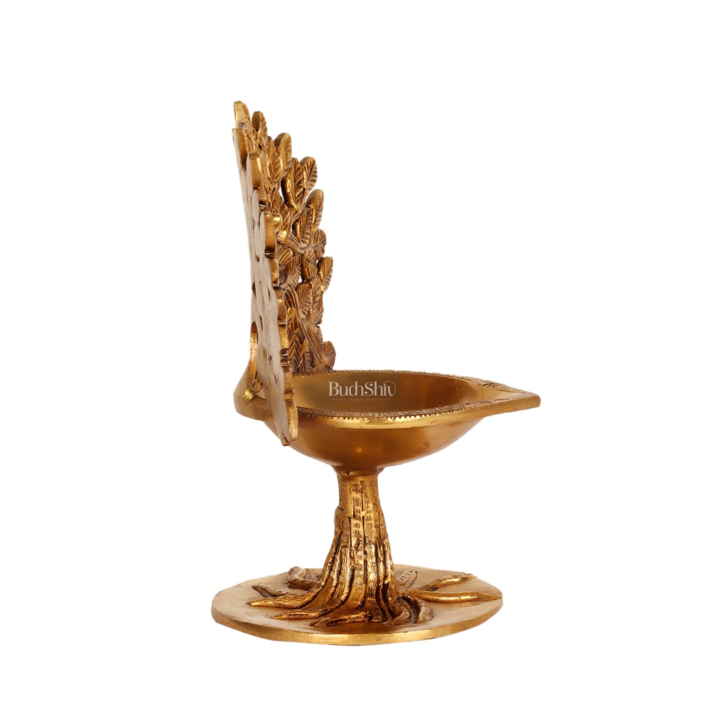 Brass Kalpavriksha Tree of Life Oil Diya - Handcrafted with Fine Detailing with roots