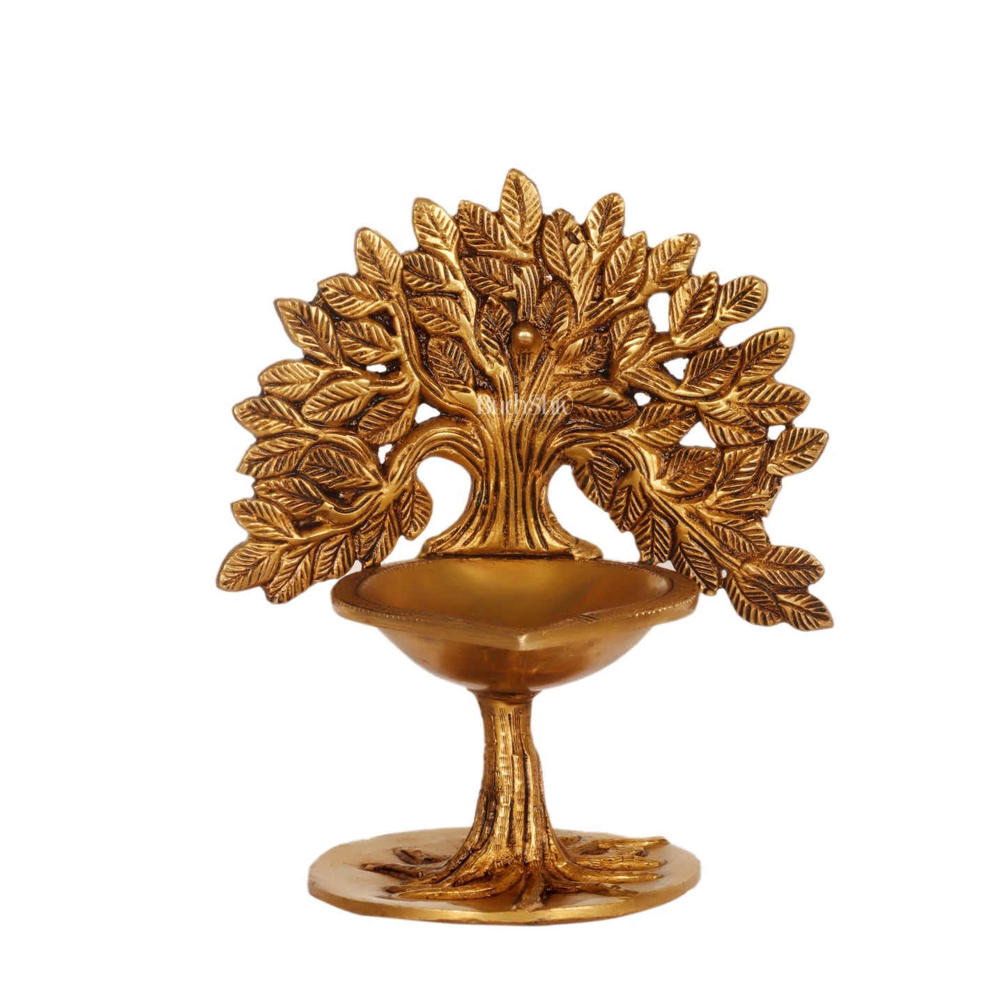 Brass Kalpavriksha Tree of Life Oil Diya - Handcrafted with Fine Detailing with roots