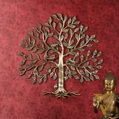 Brass Kalpavriksha Tree with birds wall hanging 20 inch