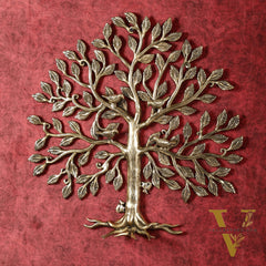 Brass Kalpavriksha Tree with birds wall hanging 20 inch