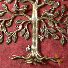 Brass Kalpavriksha Tree with birds wall hanging 20 inch