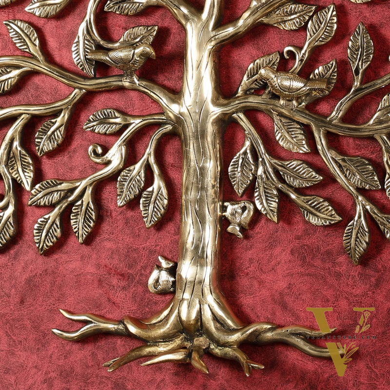 Brass Kalpavriksha Tree with birds wall hanging 20 inch