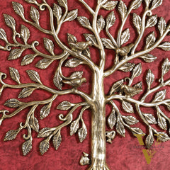 Brass Kalpavriksha Tree with birds wall hanging 20 inch