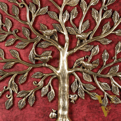 Brass Kalpavriksha Tree with birds wall hanging 20 inch