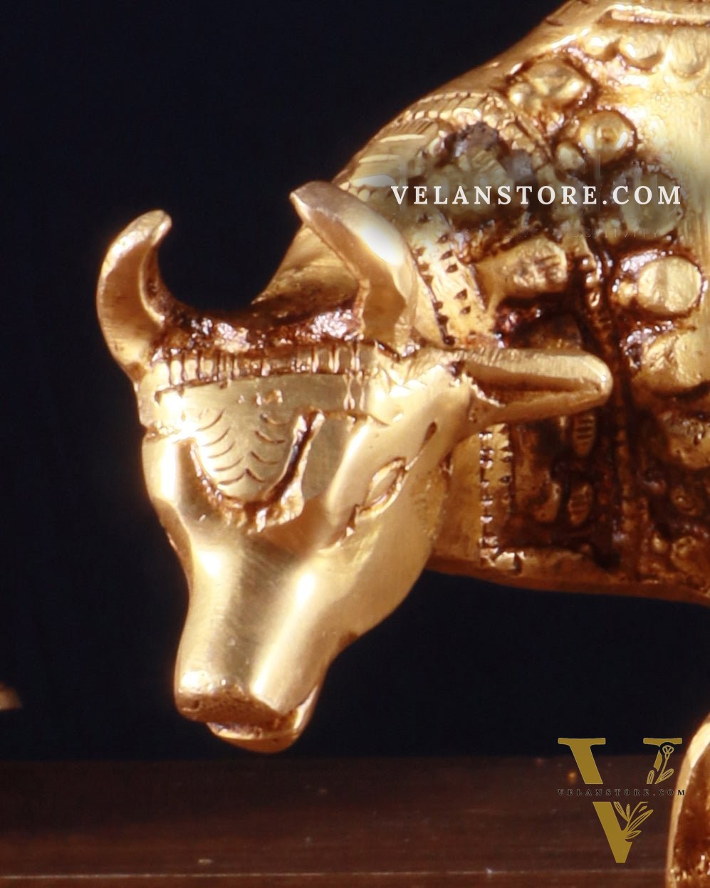 Brass Kamdhenu Cow with Calf Idol – 3.8 Inch