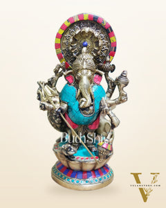 Brass Kana dhrishti Ganesha statue 12"
