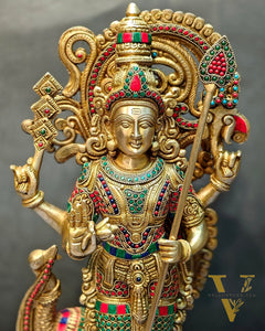 Brass Kartikeya Lord Murugun Statue 20"