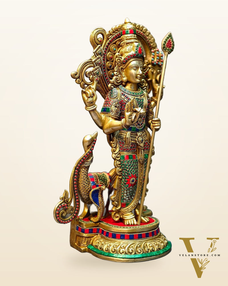 Brass Kartikeya Lord Murugun Statue 20"