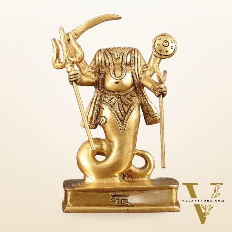 Brass Ketu Graha Idol (South Node of the Moon) for Pooja & Vastu - 5.5 Inch Height