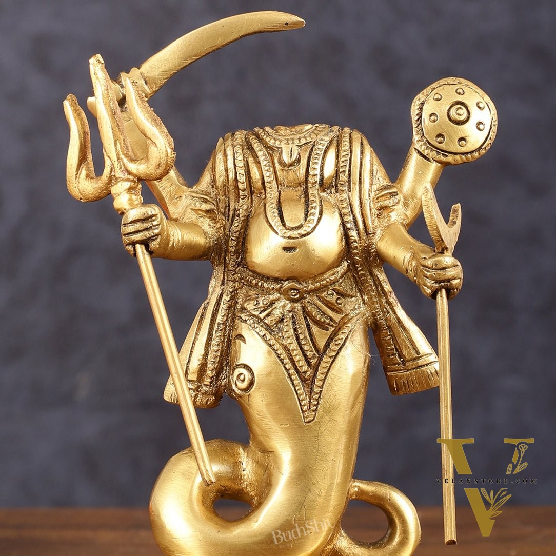 Brass Ketu Graha Idol (South Node of the Moon) for Pooja & Vastu - 5.5 Inch Height
