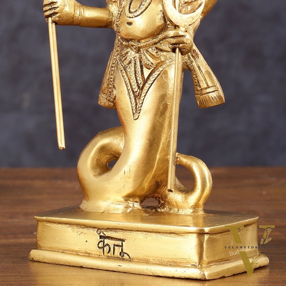 Brass Ketu Graha Idol (South Node of the Moon) for Pooja & Vastu - 5.5 Inch Height