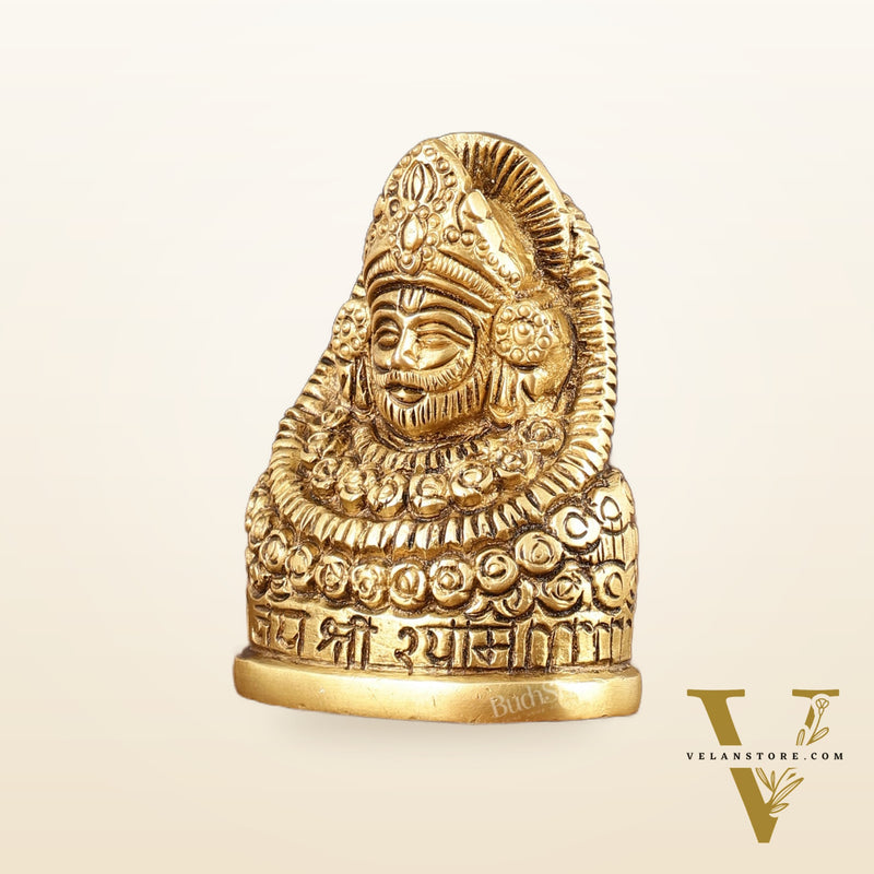 Brass Khatu Shyam Face Bust Idol - 3" Height