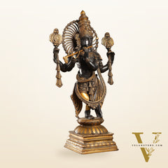 Brass Krishna 4 arms Statue | Black | Height 24 Inch