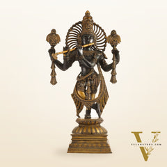 Brass Krishna 4 arms Statue | Black | Height 24 Inch