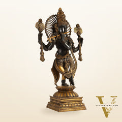 Brass Krishna 4 arms Statue | Black | Height 24 Inch