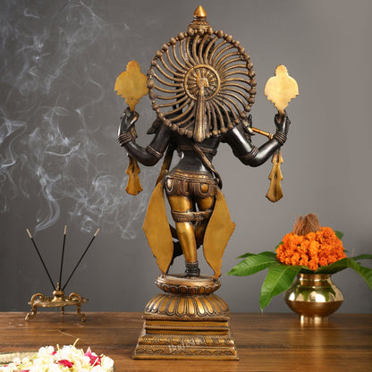 Brass Krishna 4 arms Statue | Black | Height 24 Inch