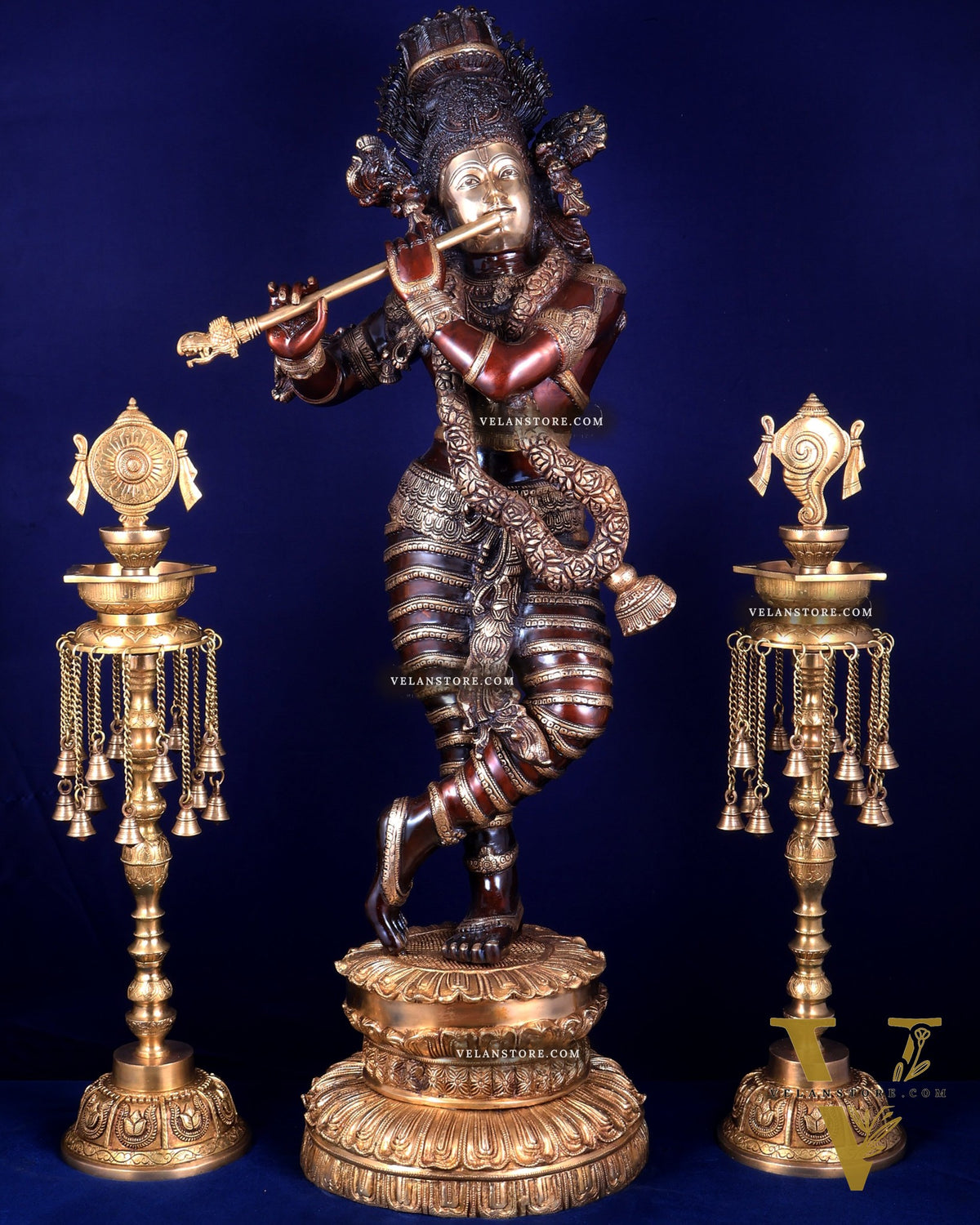 Brass Krishna dual tone Large Statue - 46 inch