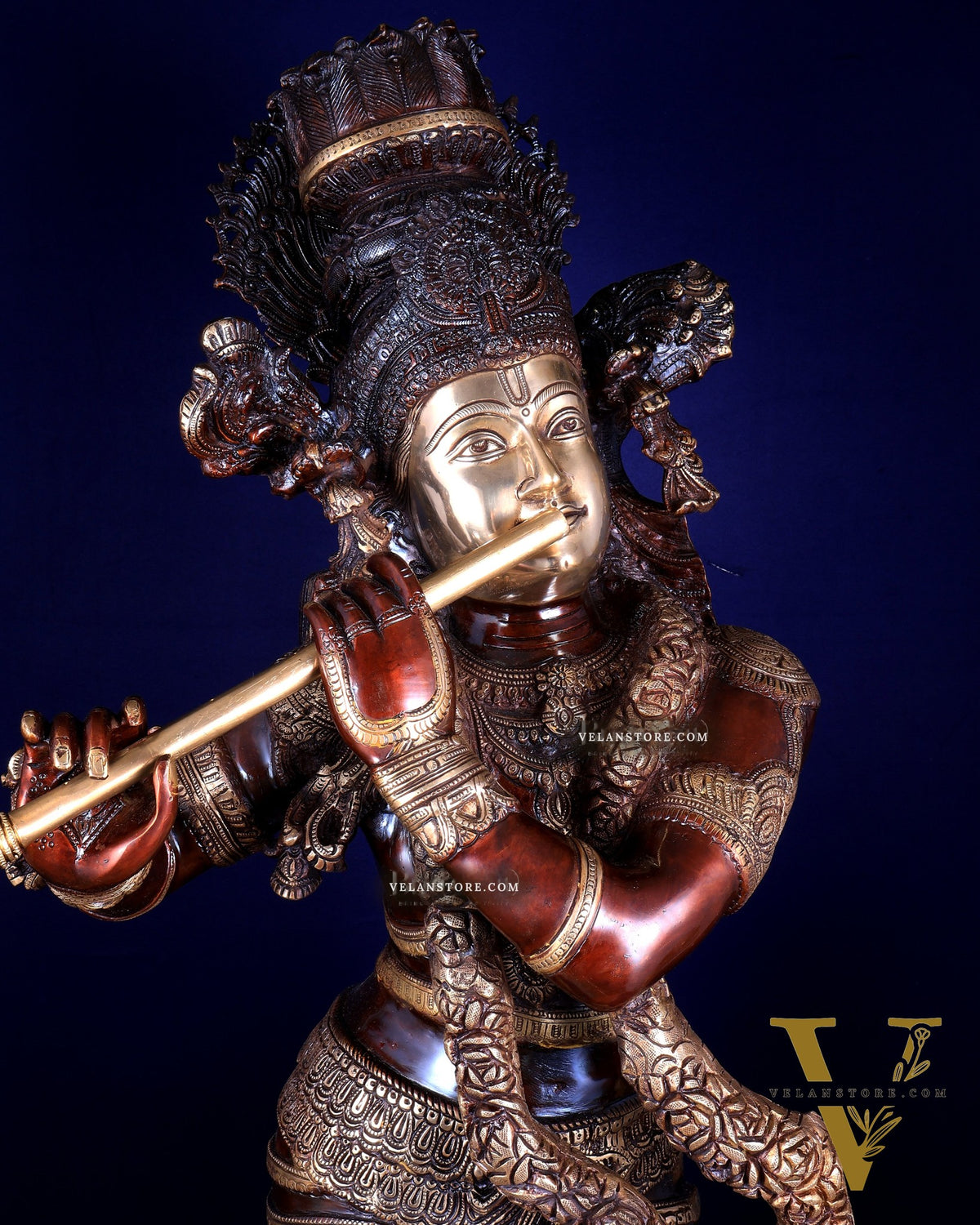 Brass Krishna dual tone Large Statue - 46 inch