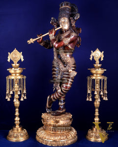Brass Krishna dual tone Large Statue - 46 inch