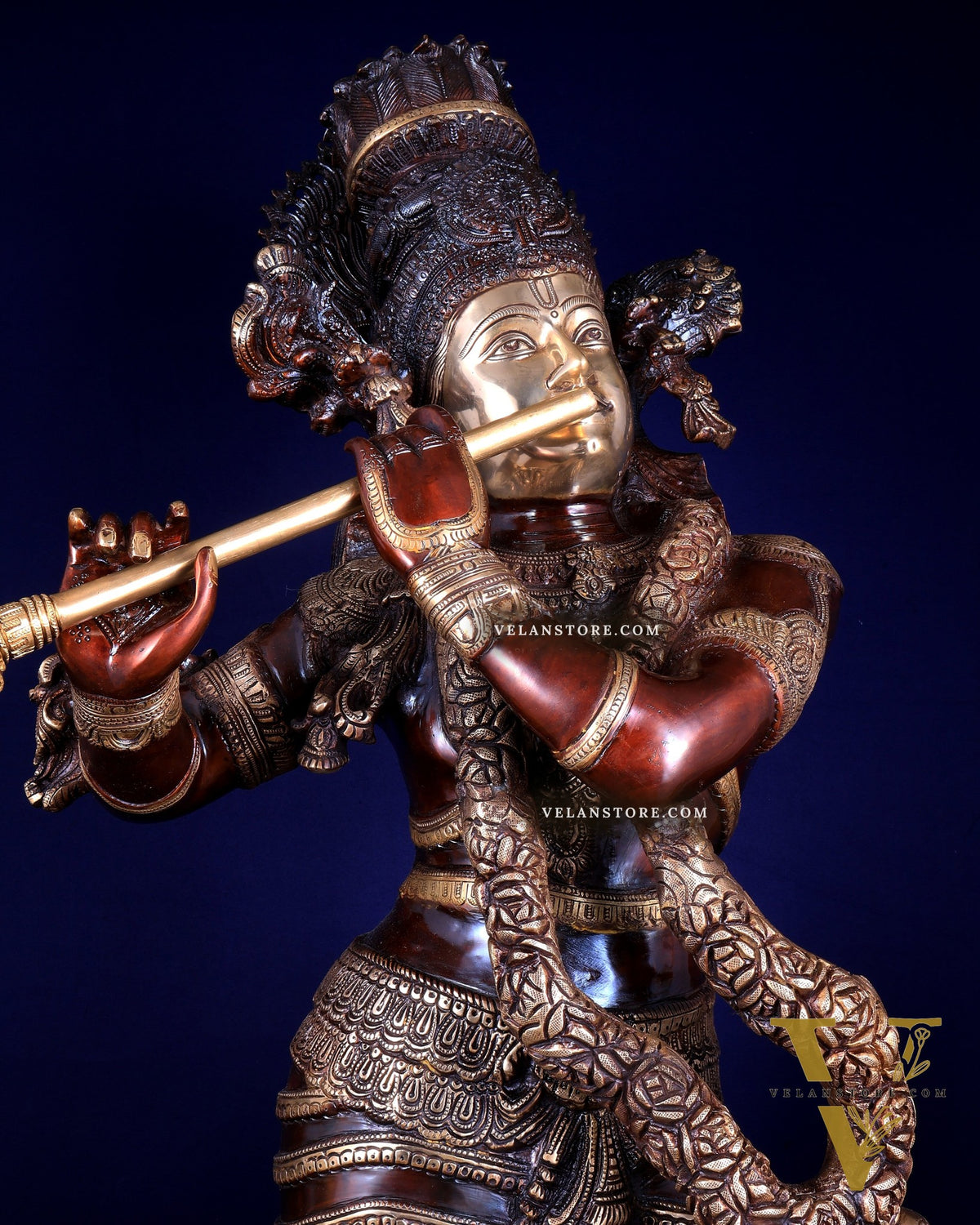 Brass Krishna dual tone Large Statue - 46 inch