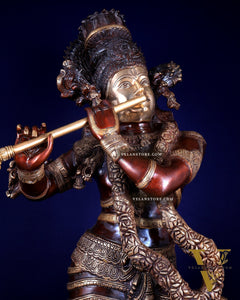 Brass Krishna dual tone Large Statue - 46 inch